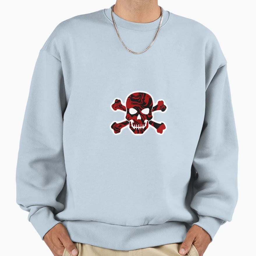 Red And Black Skull And Crossbones Sweatshirt - Unique Graphic for Adults - T-Shirt, Sweatshirt, Hoodie