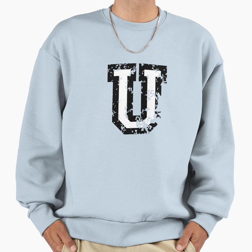 Letter U Distressed Two Color Sweatshirt - Fun Novelty Design for Adults - T-Shirt, Sweatshirt, Hoodie