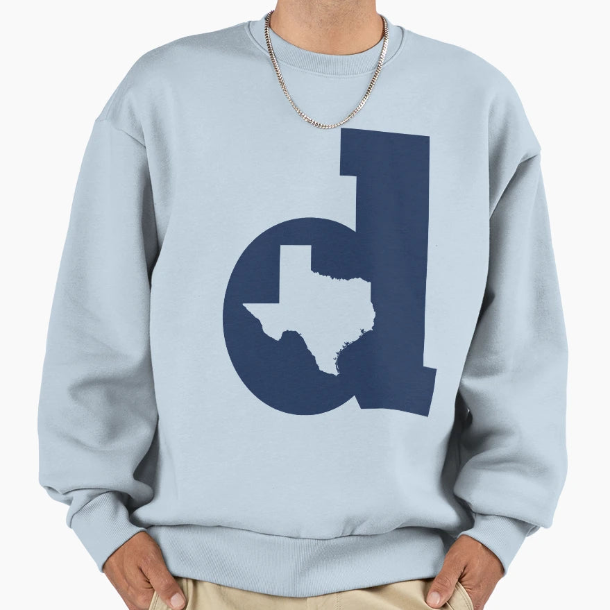 Lowercase D Blue Sweatshirt - Minimalist Print for Adults - T-Shirt, Sweatshirt, Hoodie