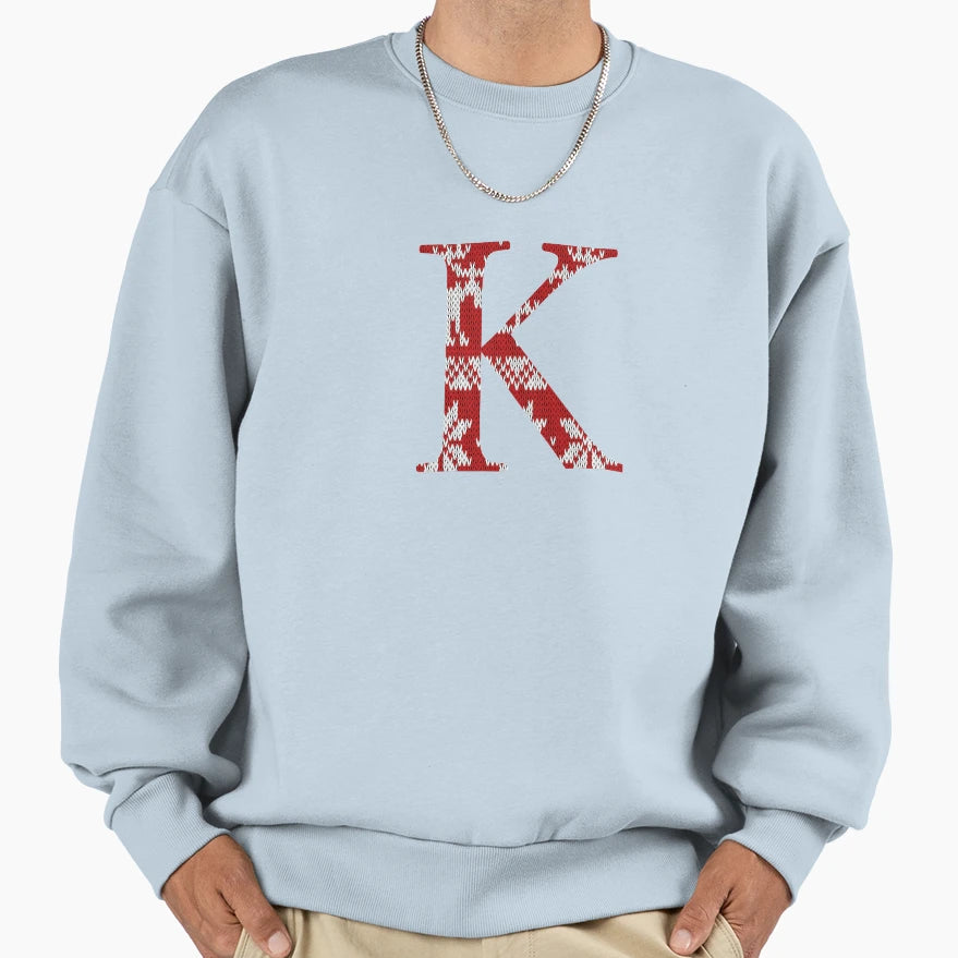 Alphabet Letter K Knit Red Sweatshirt - Minimalist Print Unisex - T-Shirt, Sweatshirt, Hoodie