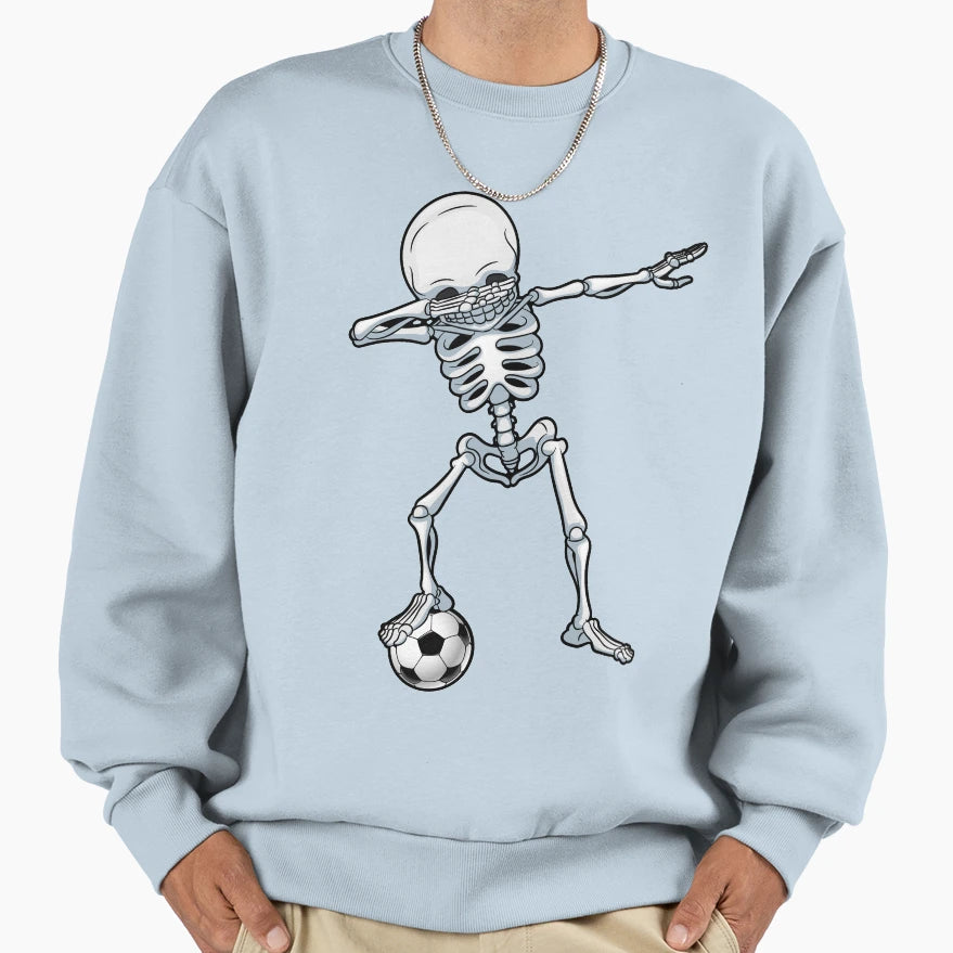 Dabbing Skeleton Soccer Halloween T-Shirt - Aesthetic Graphic Unisex - T-Shirt, Sweatshirt, Hoodie
