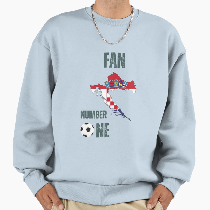 Fan Croatia Football Number One Sweatshirt - Aesthetic Graphic Unisex - T-Shirt, Sweatshirt, Hoodie