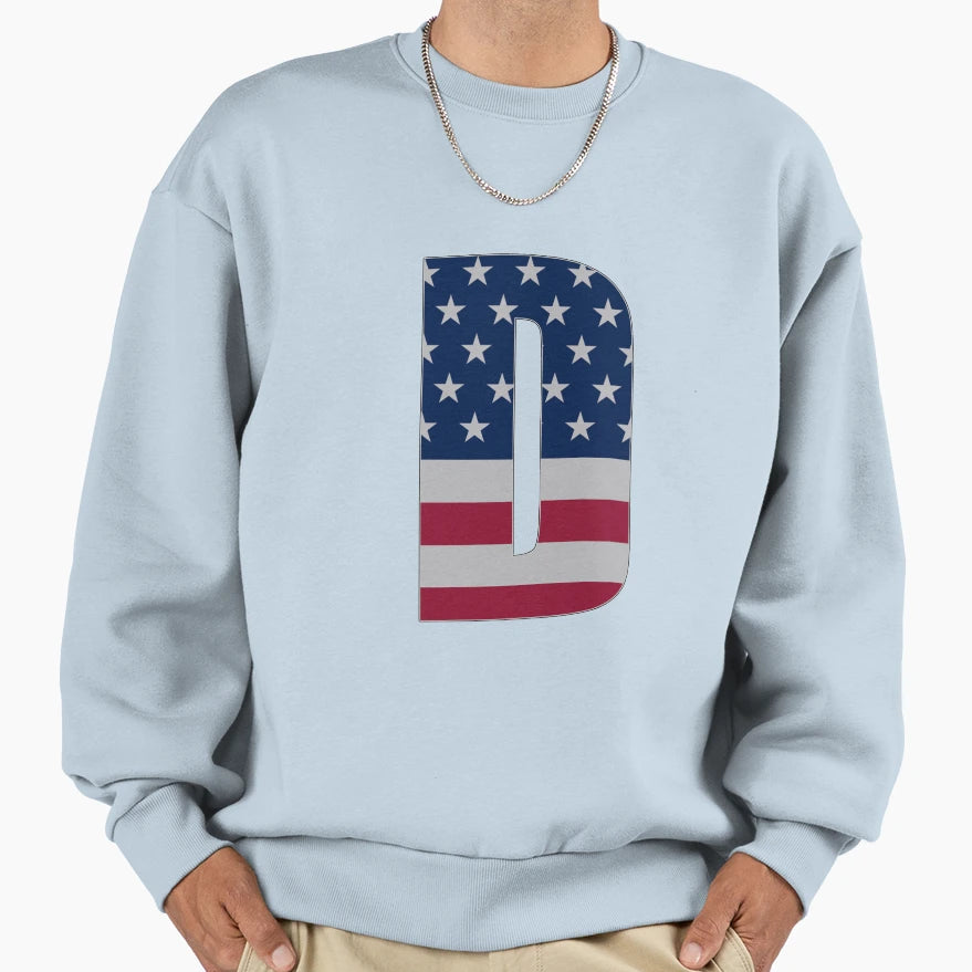 Us Flag Monogram Letter D 4Th July Sweatshirt - Streetwear Style Men Women - T-Shirt, Sweatshirt, Hoodie