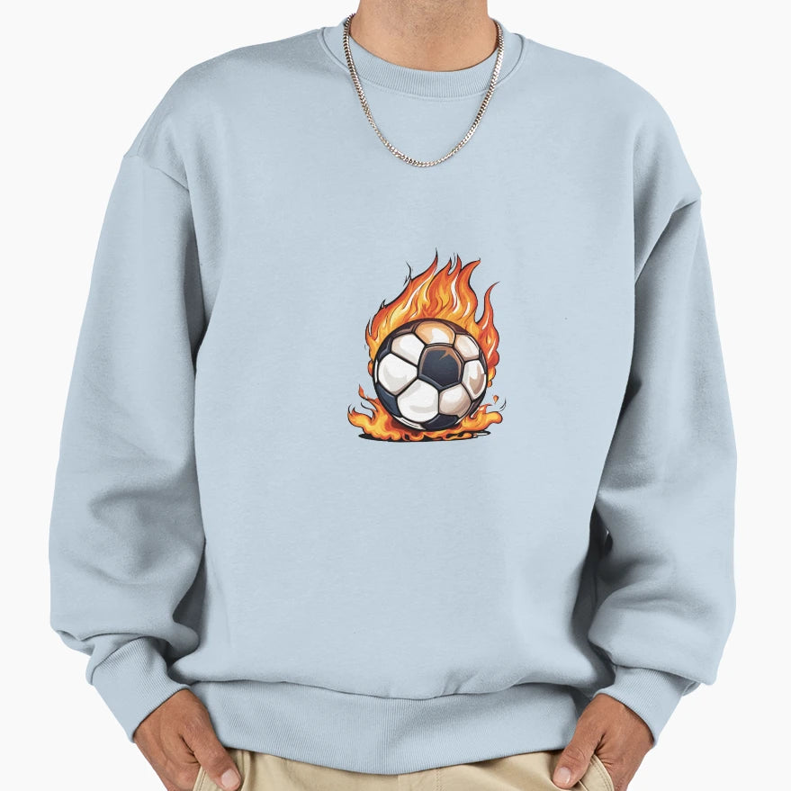 Soccer Ball Fire Sweatshirt - Unique Graphic for Adults - T-Shirt, Sweatshirt, Hoodie