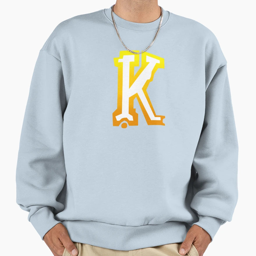 Golden Yellow Letter K Sweatshirt - Fun Novelty Design for Adults - T-Shirt, Sweatshirt, Hoodie
