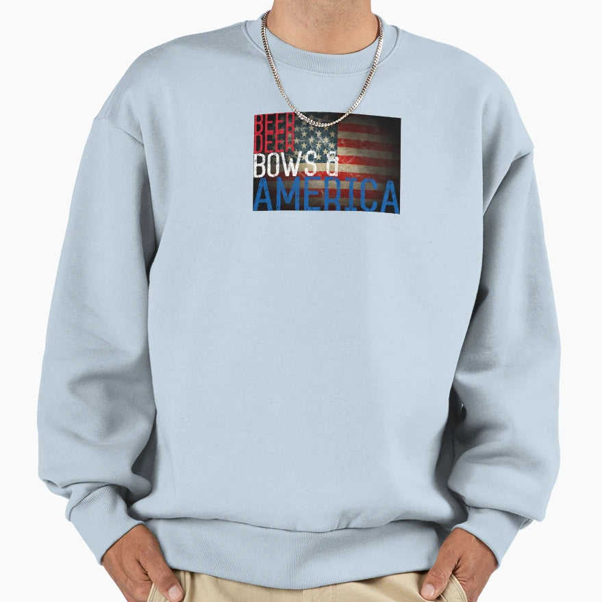 Beer Deer Bows And America Sweatshirt - Trendy Graphic Unisex - T-Shirt, Sweatshirt, Hoodie