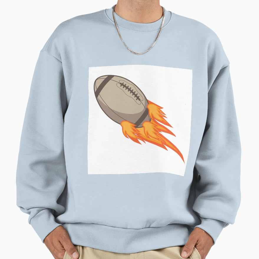 Flaming Football Sweatshirt - Streetwear Style Unisex - T-Shirt, Sweatshirt, Hoodie