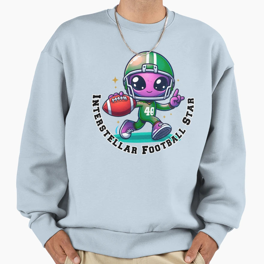 Interstellar Football Star Alien Sweatshirt - Trendy Graphic for Adults - T-Shirt, Sweatshirt, Hoodie