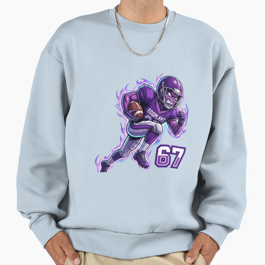 Eggplant Football Player 67 Sweatshirt - Casual Everyday Wear for Adults - T-Shirt, Sweatshirt, Hoodie