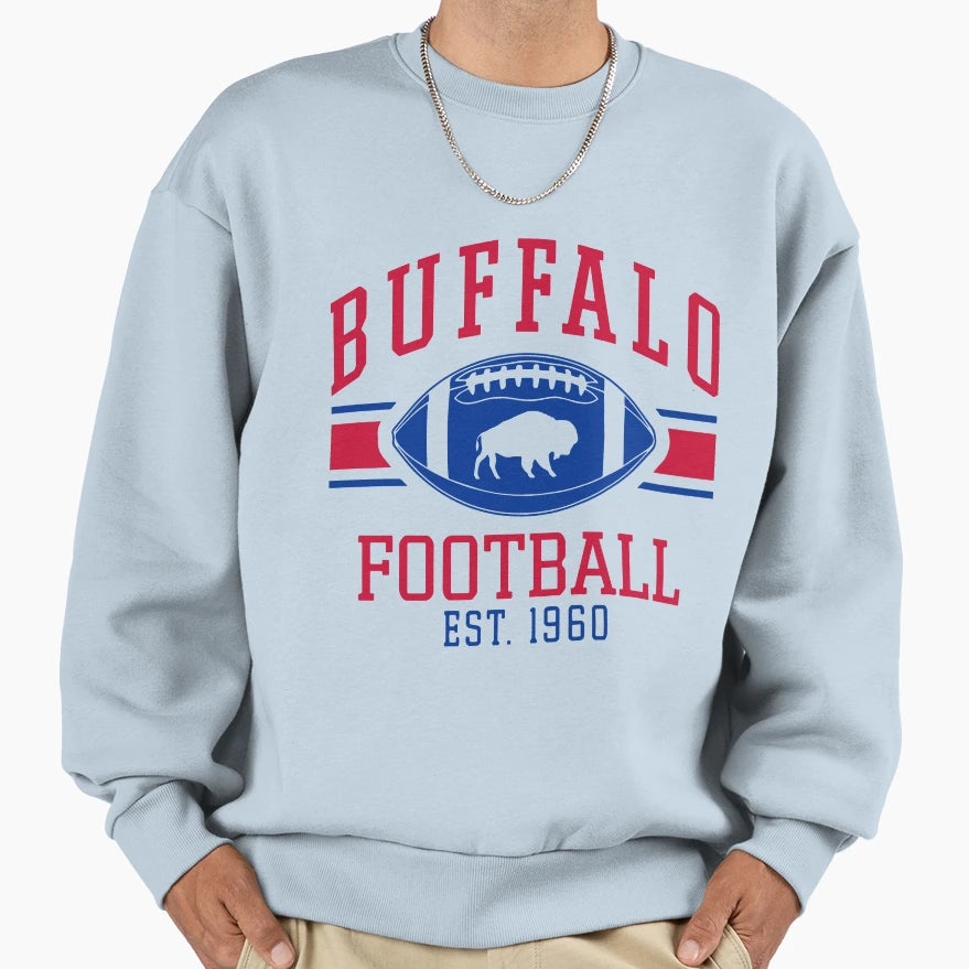 Buffalo Football Est 1960 Sweatshirt - Casual Everyday Wear Men Women - T-Shirt, Sweatshirt, Hoodie