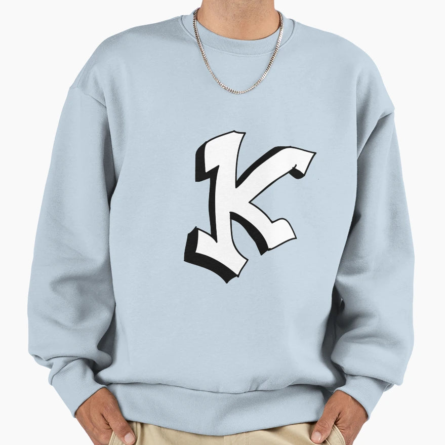 Initial K Street Art Sweatshirt - Minimalist Print Unisex - T-Shirt, Sweatshirt, Hoodie