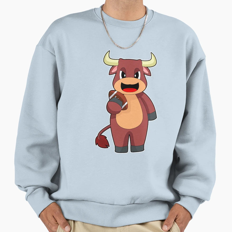 Bull American Football Sweatshirt - Fun Novelty Design for Adults - T-Shirt, Sweatshirt, Hoodie