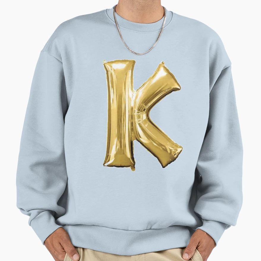 Gold Foil Mylar Balloon Letter K Sweatshirt - Fun Novelty Design Unisex - T-Shirt, Sweatshirt, Hoodie