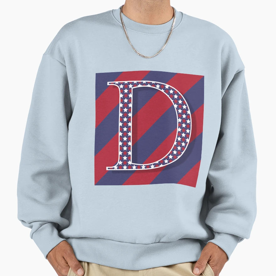 Letter D Americana Old Glory Red Sweatshirt - Minimalist Print for Adults - T-Shirt, Sweatshirt, Hoodie