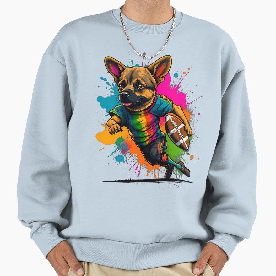 German Sheppard Dog Playing American Sweatshirt - Trendy Graphic Men Women - T-Shirt, Sweatshirt, Hoodie