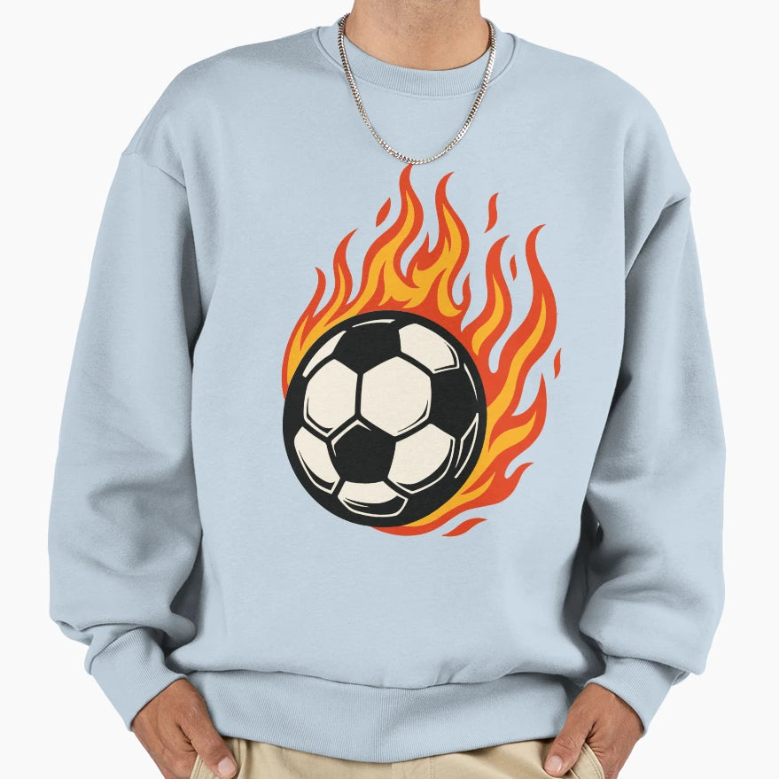 Soccer Ball Fire Sweatshirt - Graphic Print Men Women - T-Shirt, Sweatshirt, Hoodie