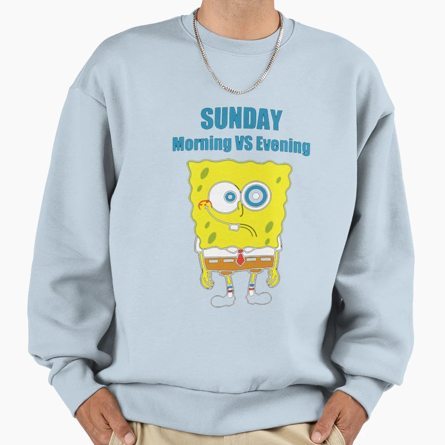 Sunday Morning Vs Evening Sweatshirt - Custom Art Print Unisex - T-Shirt, Sweatshirt, Hoodie