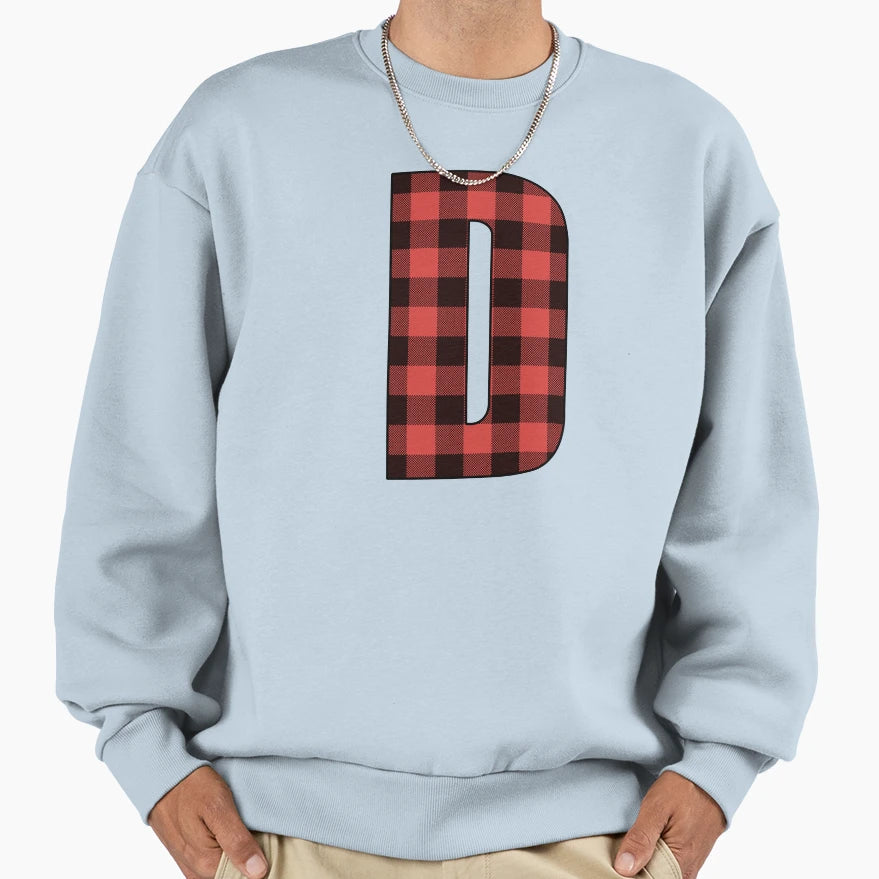 Letter D Monogram Red And Black Sweatshirt - Novelty Apparel for Adults - T-Shirt, Sweatshirt, Hoodie