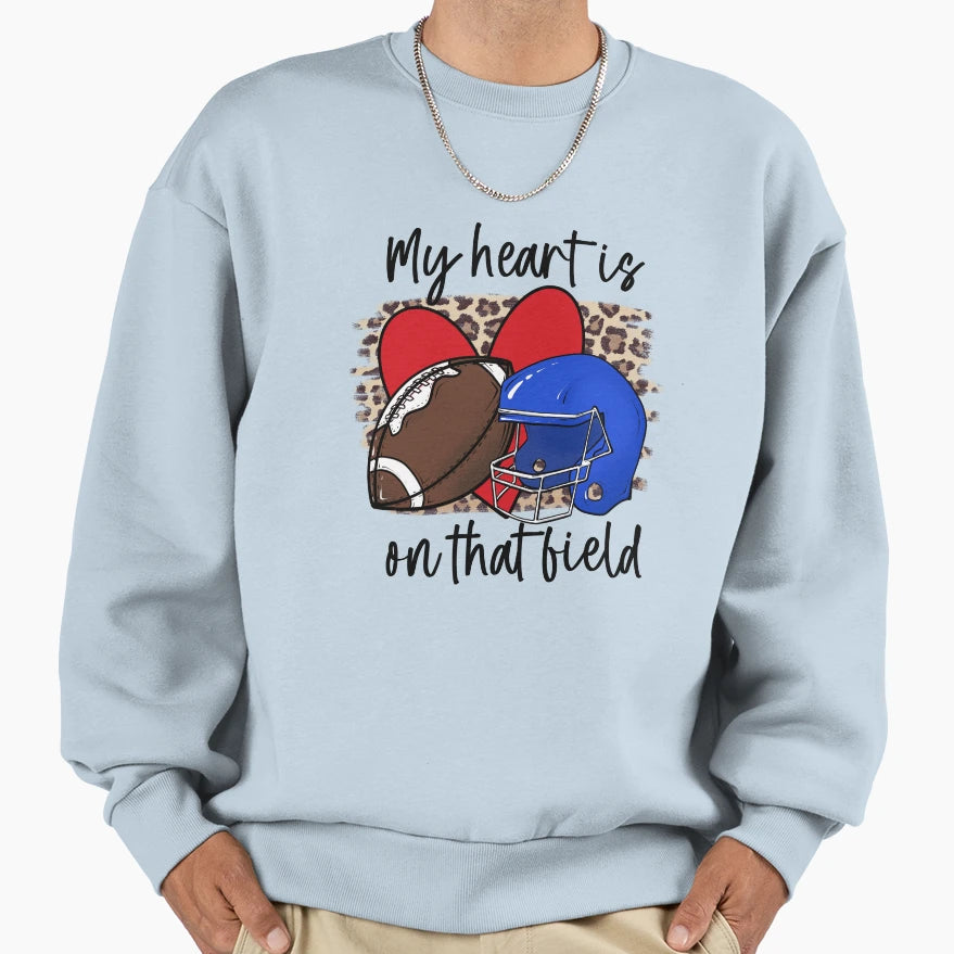 Football My Heart Is That Field Leopard Sweatshirt - Novelty Apparel Unisex - T-Shirt, Sweatshirt, Hoodie