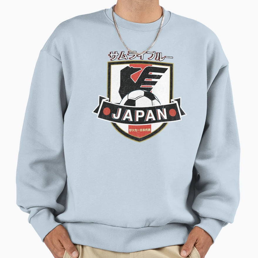 Japan Soccer Crest Samurai Blue Sweatshirt - Streetwear Style Men Women - T-Shirt, Sweatshirt, Hoodie