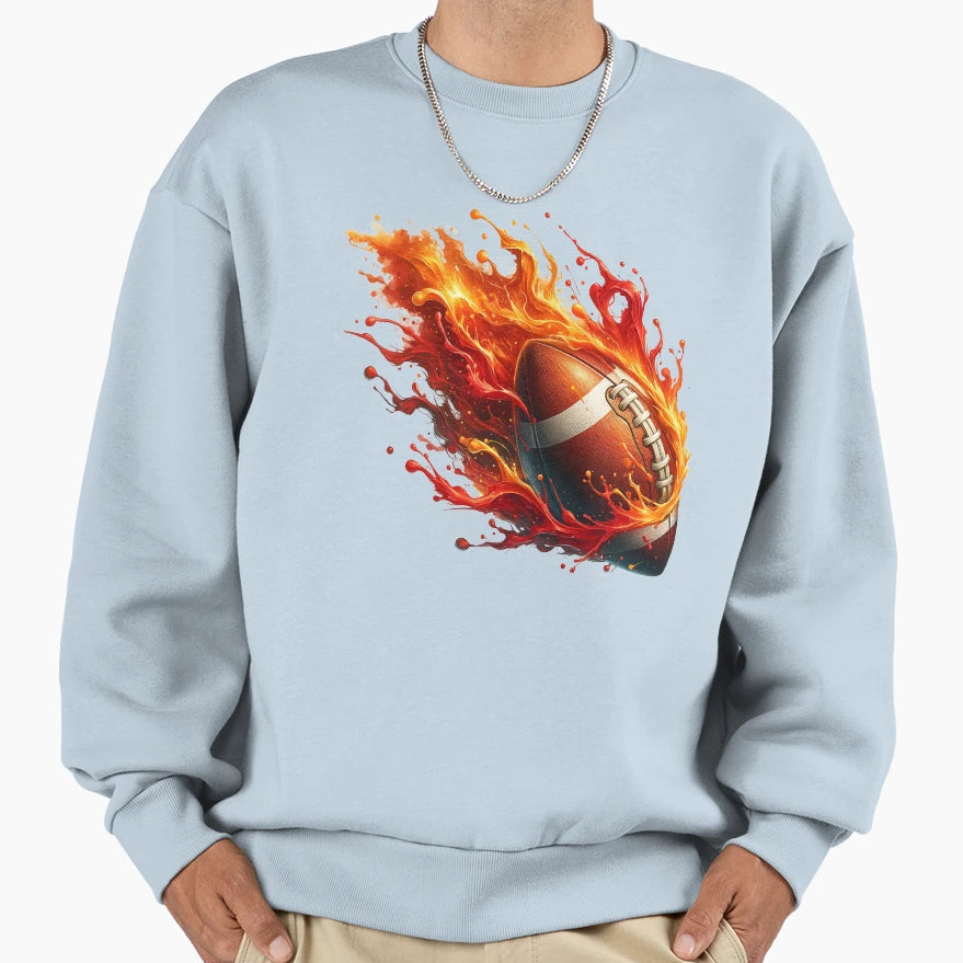 Rugby Ball Flames Sweatshirt - Custom Art Print Unisex - T-Shirt, Sweatshirt, Hoodie