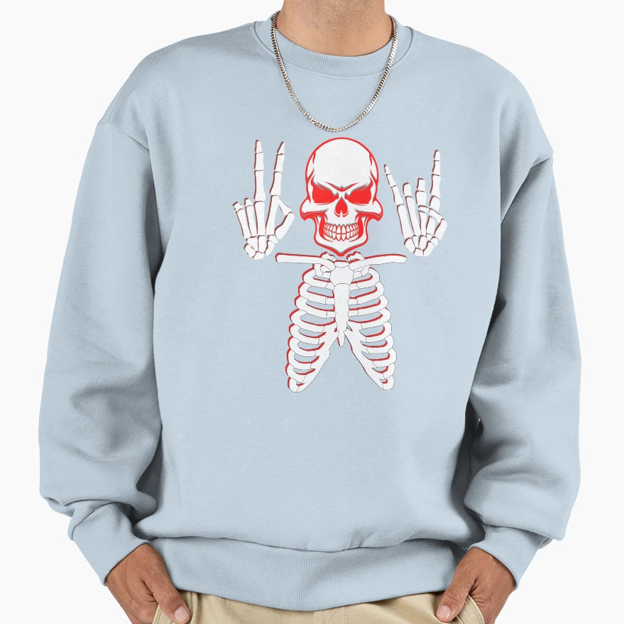 Skull Fight Halloween Day Sweatshirt - Casual Everyday Wear Men Women - T-Shirt, Sweatshirt, Hoodie