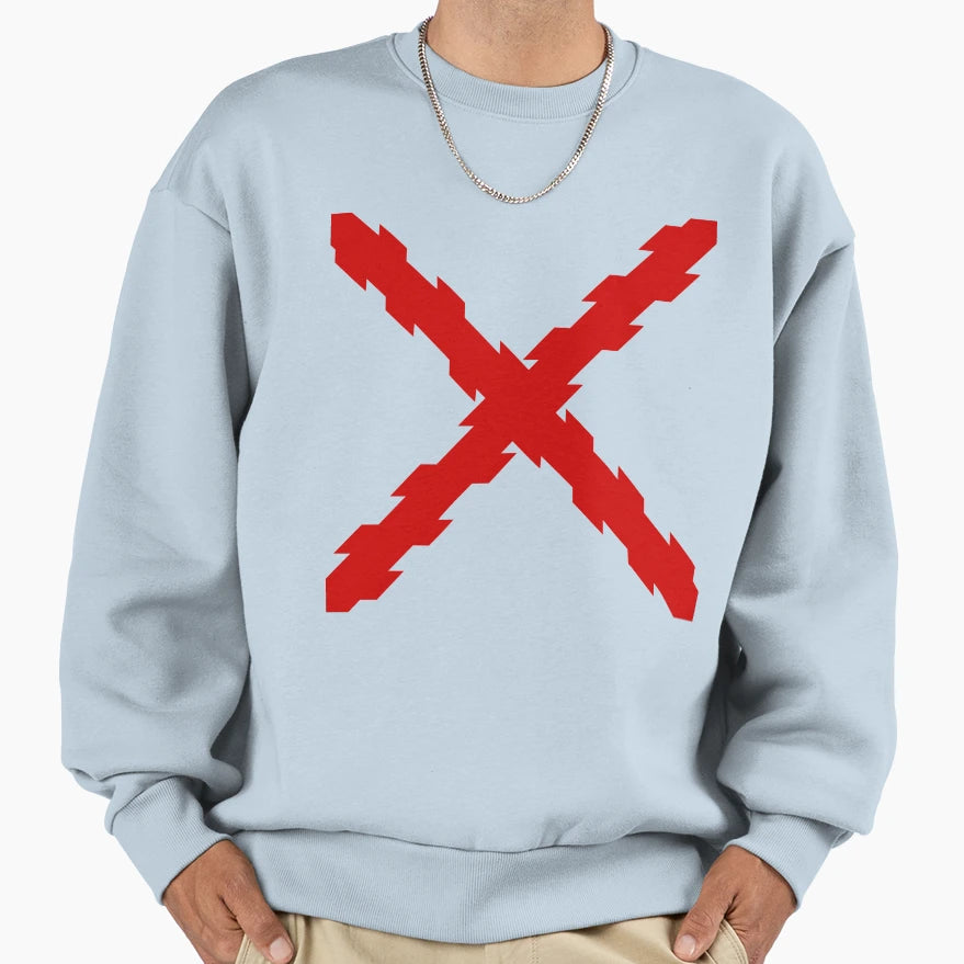 Burgundy Cross Sweatshirt - Streetwear Style Men Women - T-Shirt, Sweatshirt, Hoodie