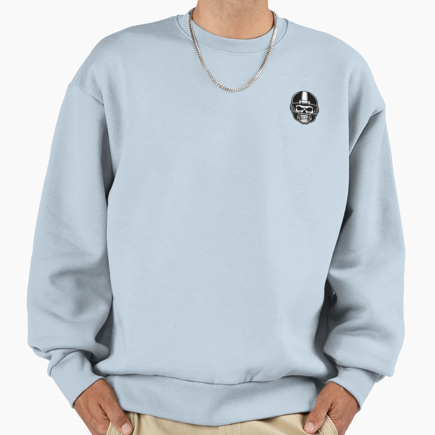 Skull Wearing Football Helmet Sweatshirt - Aesthetic Graphic for Adults - T-Shirt, Sweatshirt, Hoodie
