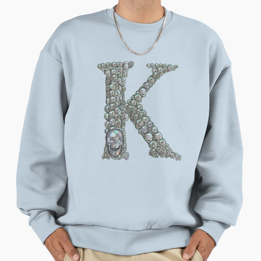 Skull Alphabet K Sweatshirt - Graphic Print Men Women - T-Shirt, Sweatshirt, Hoodie