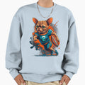 Grumpy Persian Cat Playing American Sweatshirt - Custom Art Print Unisex - T-Shirt, Sweatshirt, Hoodie