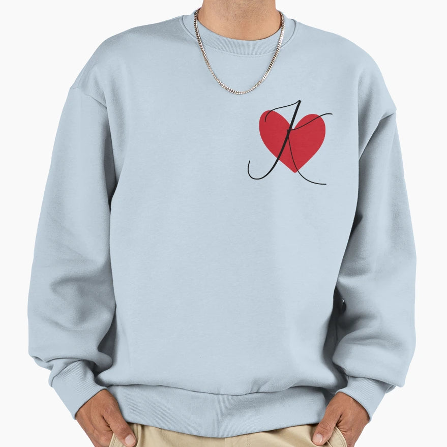 Heart Letter Initial K Sweatshirt - Novelty Apparel Unisex - T-Shirt, Sweatshirt, Hoodie