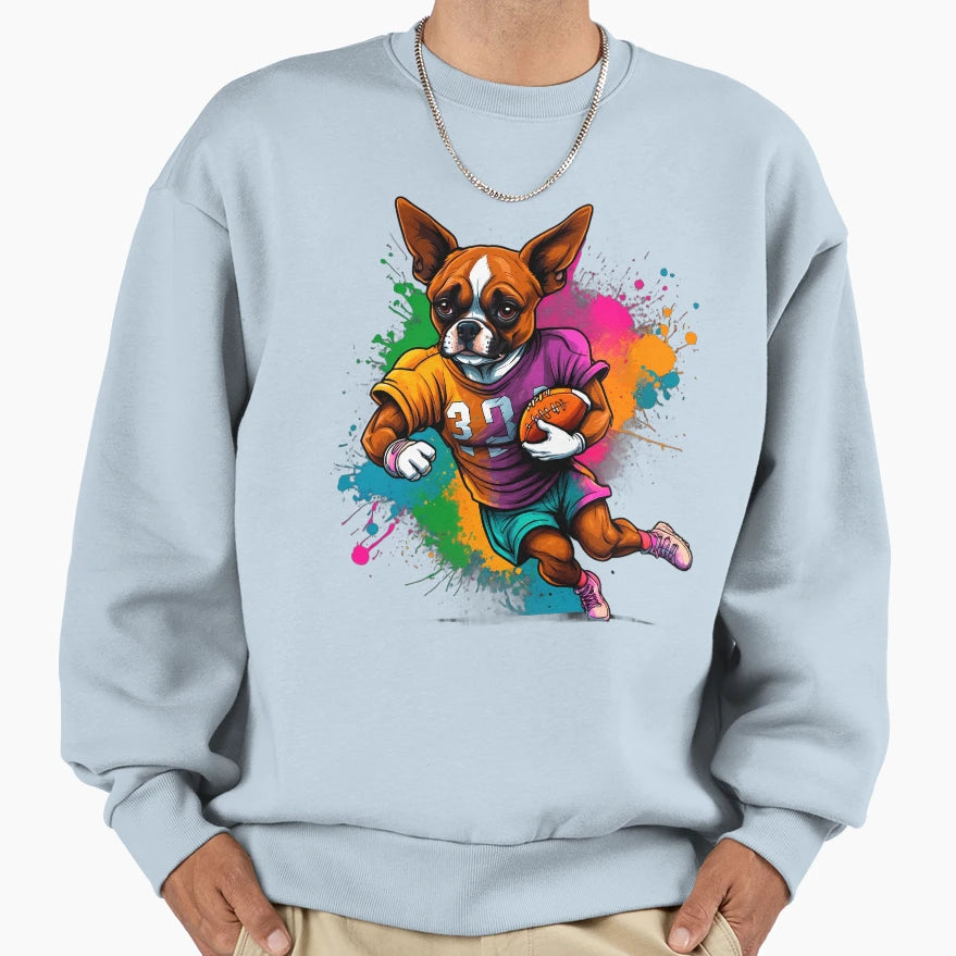 Boxer Dog Playing American Sweatshirt - Fun Novelty Design Men Women - T-Shirt, Sweatshirt, Hoodie