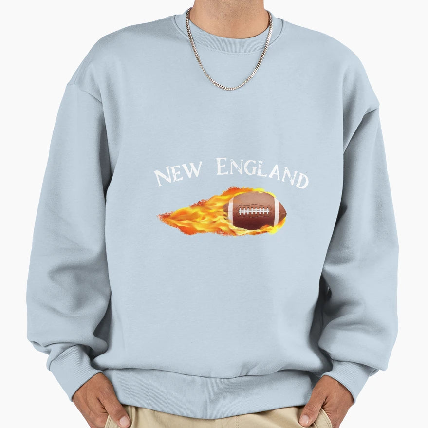 Football New England Ball Fire Sweatshirt - Minimalist Print Unisex - T-Shirt, Sweatshirt, Hoodie