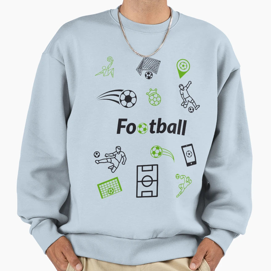 Football Pattern Sweatshirt - Custom Art Print Men Women - T-Shirt, Sweatshirt, Hoodie