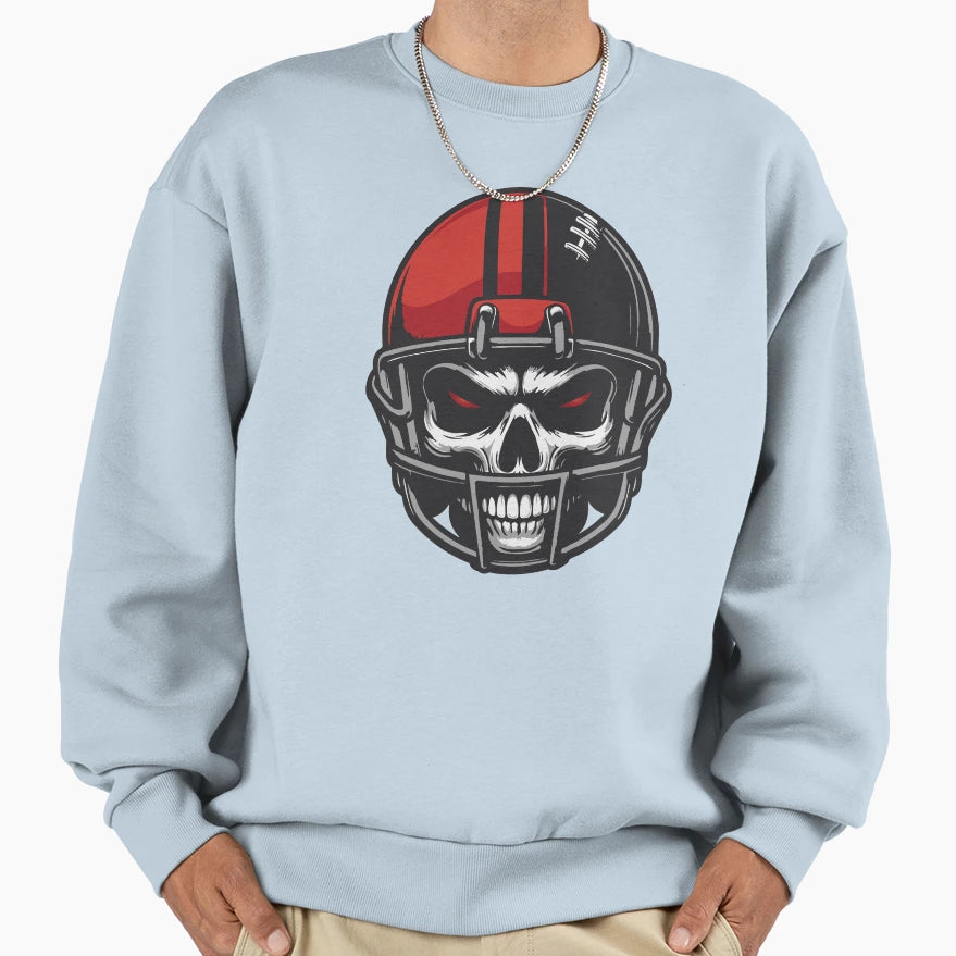 Scary Skull American Football Helmet Sweatshirt - Aesthetic Graphic Unisex - T-Shirt, Sweatshirt, Hoodie