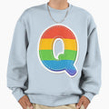 Patch Letter Q Rainbow Sweatshirt - Minimalist Print for Adults - T-Shirt, Sweatshirt, Hoodie