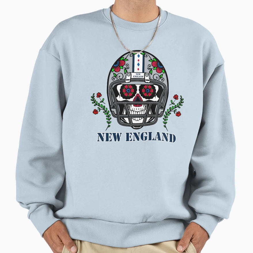 New England Football Helmet Sugar Sweatshirt - Trendy Graphic Men Women - T-Shirt, Sweatshirt, Hoodie