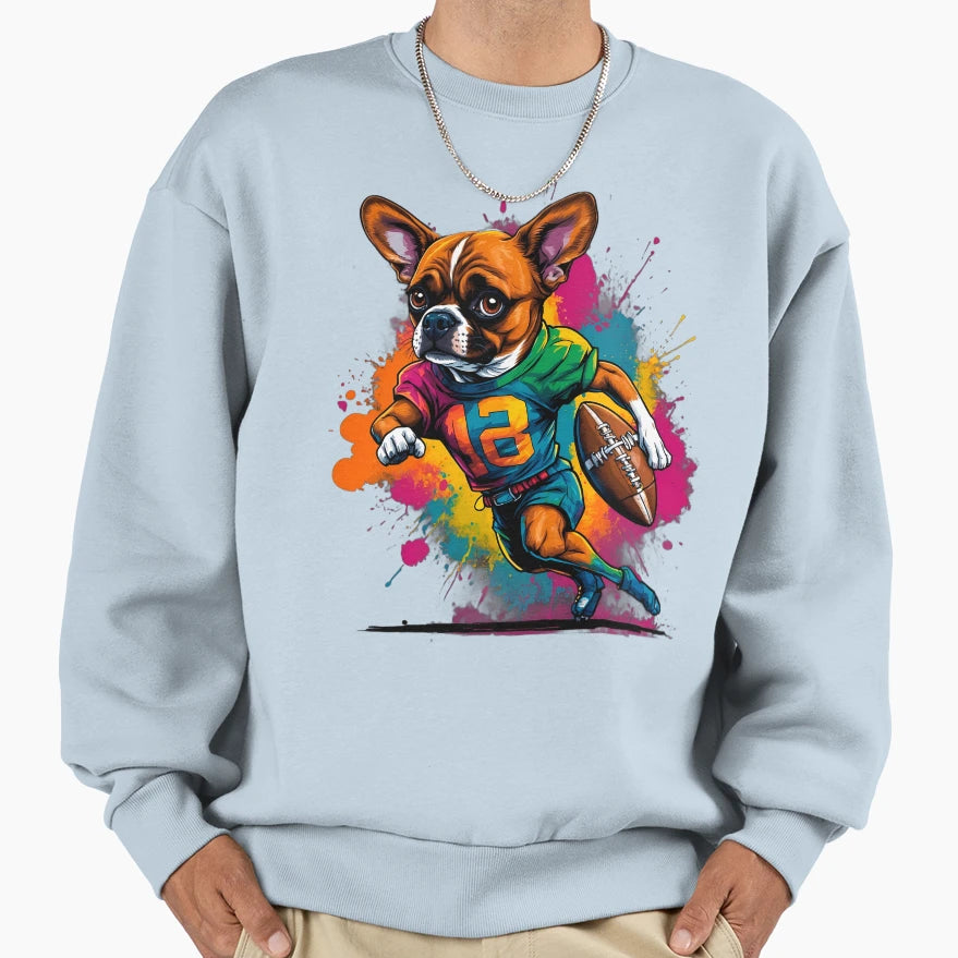 Boxer Dog Playing American Football Sweatshirt - Minimalist Print Men Women - T-Shirt, Sweatshirt, Hoodie
