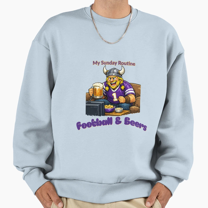 Minnesota Vikings Sunday Routine Football T-Shirt - Unique Graphic Unisex - T-Shirt, Sweatshirt, Hoodie