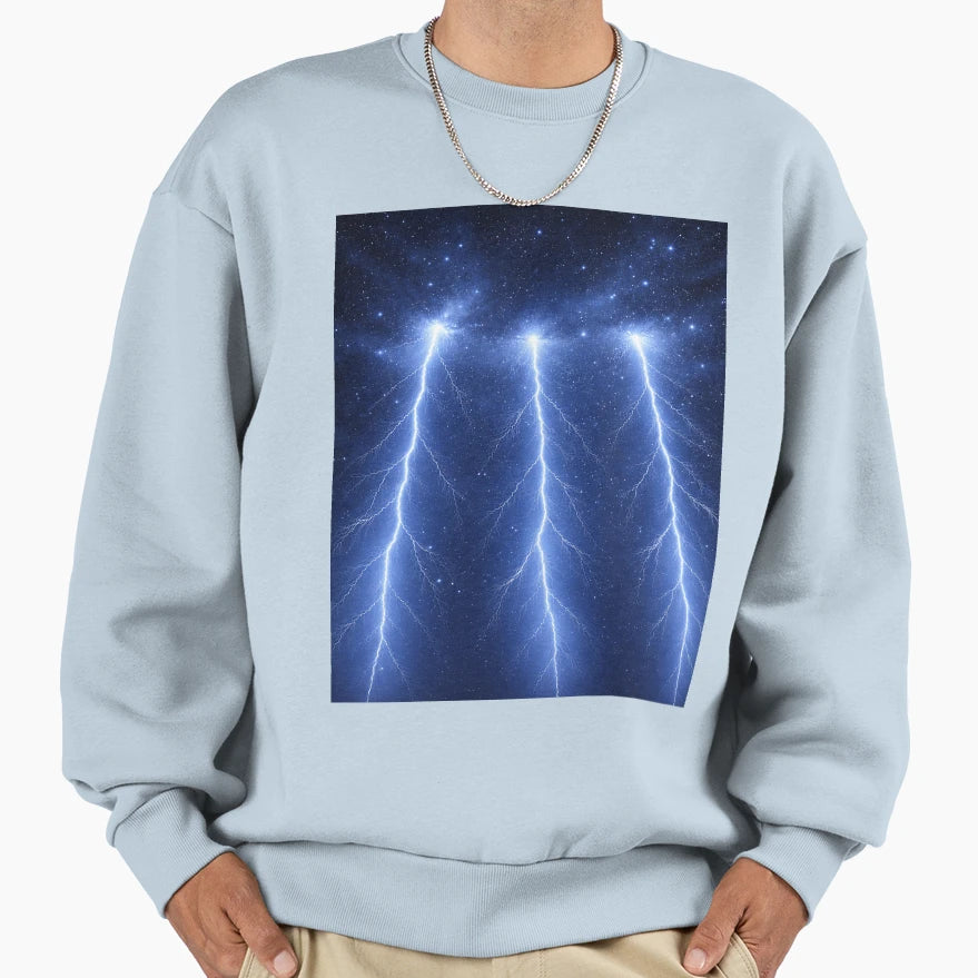 Blue Lightning Sweatshirt - Unique Graphic for Adults - T-Shirt, Sweatshirt, Hoodie