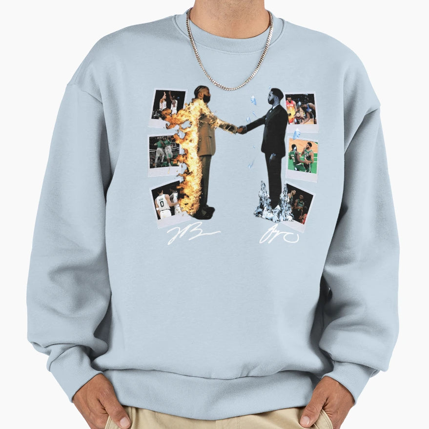 Jaylen Brown Jayson Tatum Fire And Sweatshirt - Novelty Apparel for Adults - T-Shirt, Sweatshirt, Hoodie