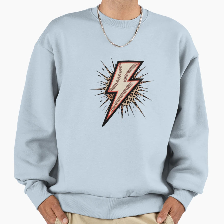 Baseball Lightning Sweatshirt - Trendy Graphic Unisex - T-Shirt, Sweatshirt, Hoodie