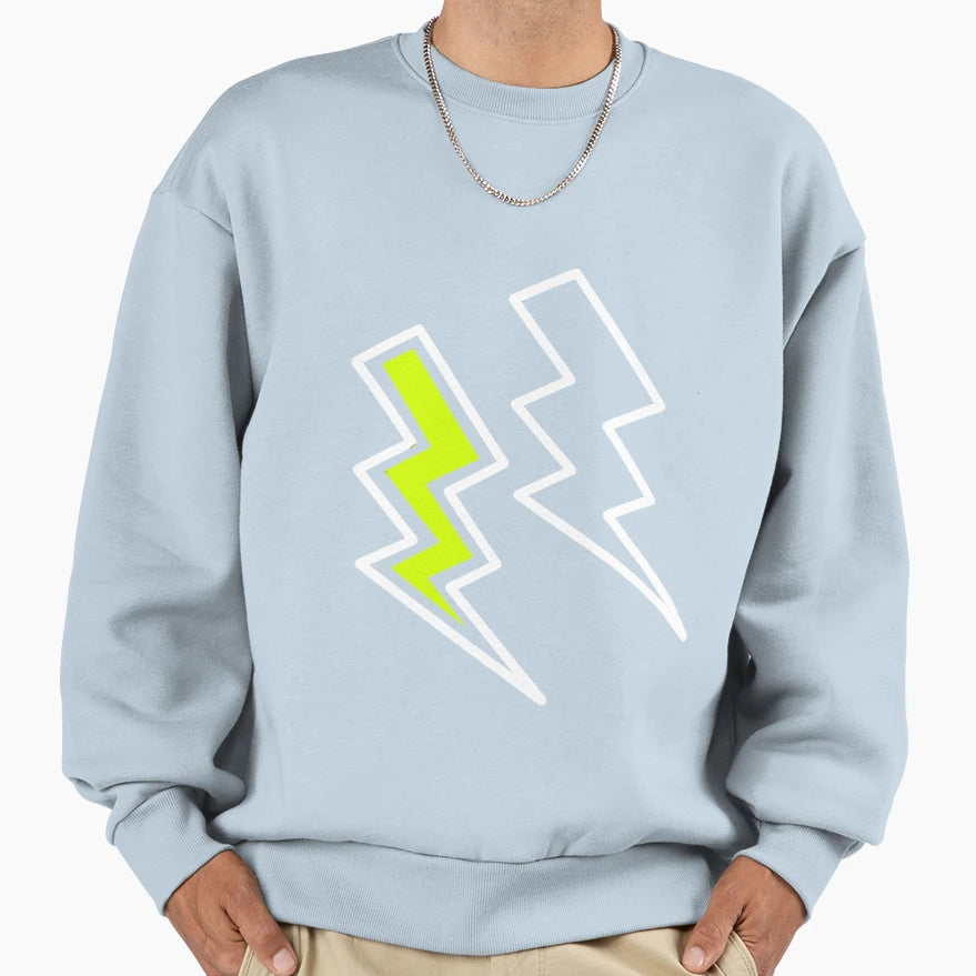 Lighting Bolt White Sweatshirt - Streetwear Style Men Women - T-Shirt, Sweatshirt, Hoodie