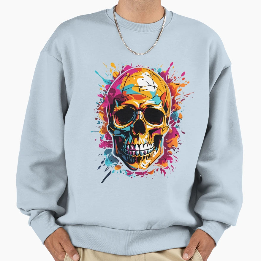 Skull Art Colorful Graffiti Sweatshirt - Novelty Apparel Men Women - T-Shirt, Sweatshirt, Hoodie