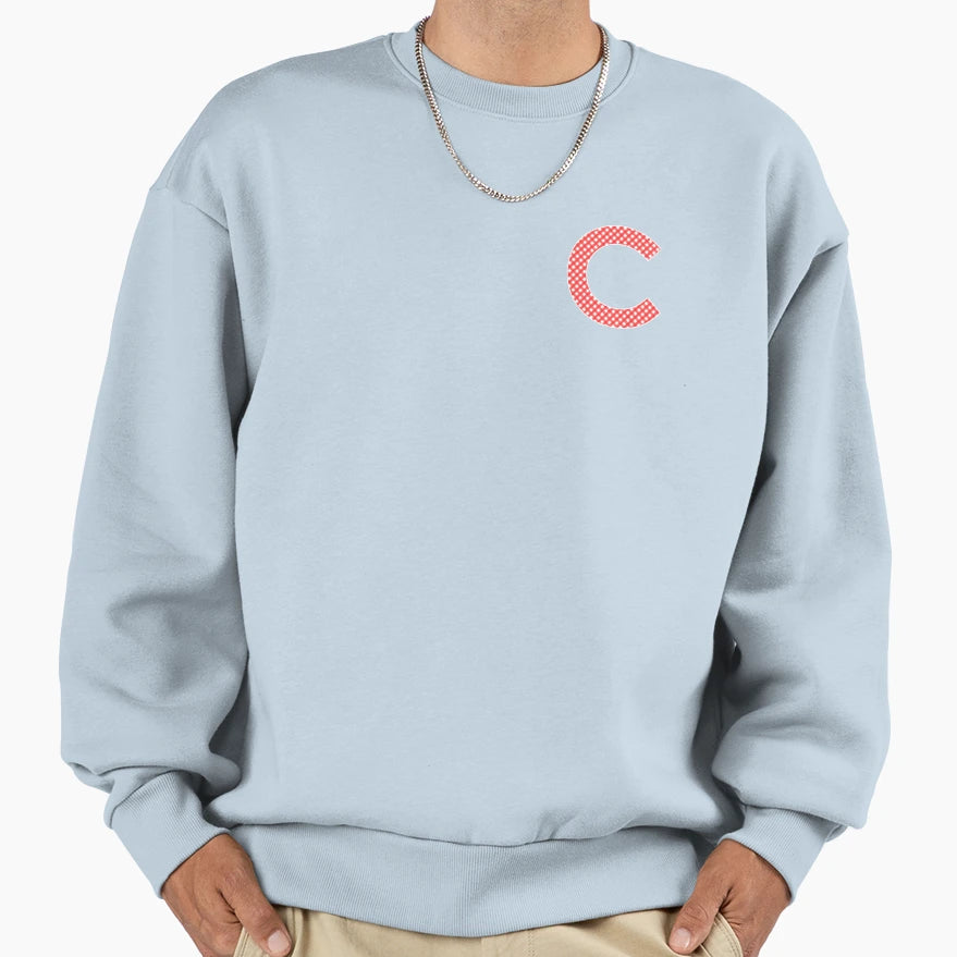 Letter C Monogram Red And White Sweatshirt - Aesthetic Graphic for Adults - T-Shirt, Sweatshirt, Hoodie