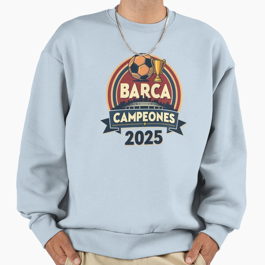 Fc Barcelona Champions 2025 Badge Sweatshirt - Fun Novelty Design Men Women - T-Shirt, Sweatshirt, Hoodie
