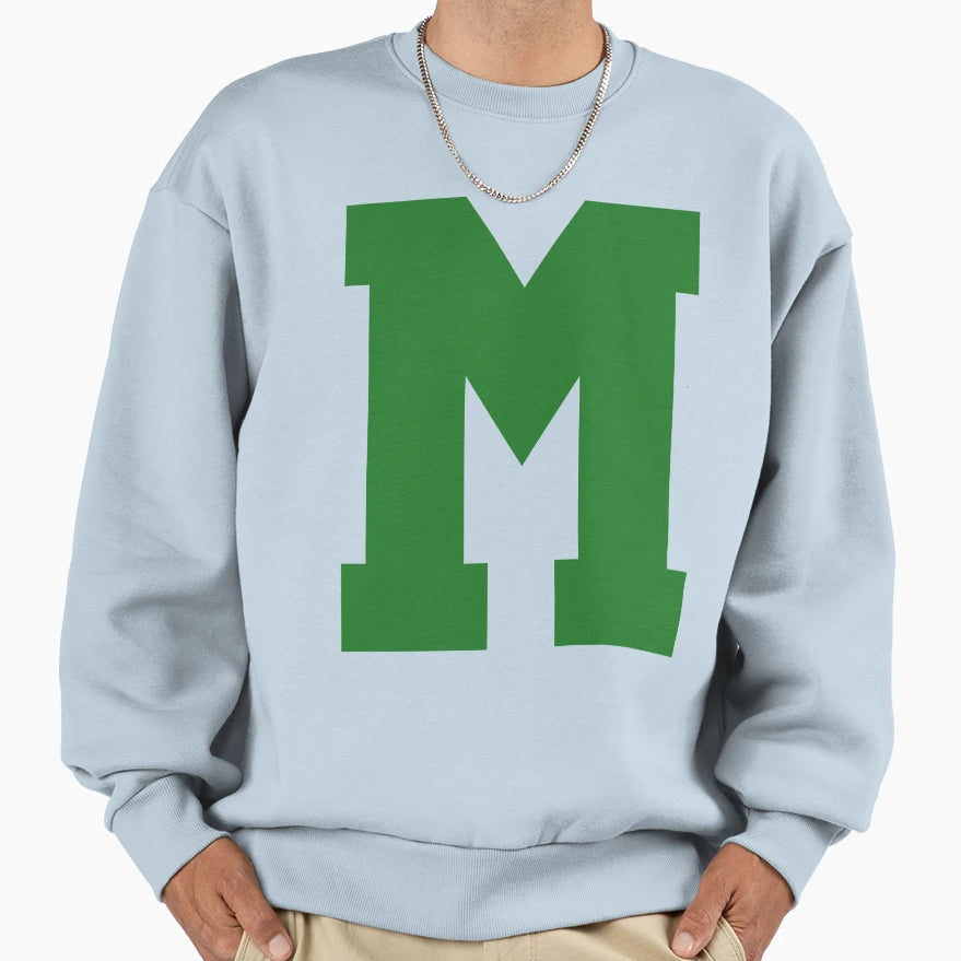 Alphabet Green M Sports Letter M Sweatshirt - Streetwear Style for Adults - T-Shirt, Sweatshirt, Hoodie