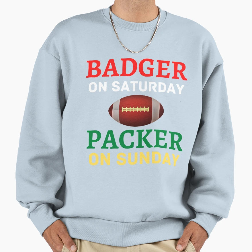 Badger Saturday Packer Sunday Sweatshirt - Aesthetic Graphic Unisex - T-Shirt, Sweatshirt, Hoodie