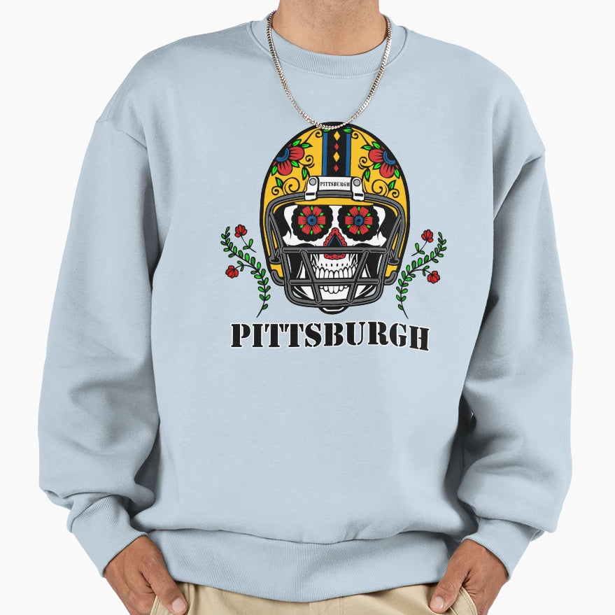 Pittsburgh Football Helmet Sugar Sweatshirt - Aesthetic Graphic for Adults - T-Shirt, Sweatshirt, Hoodie