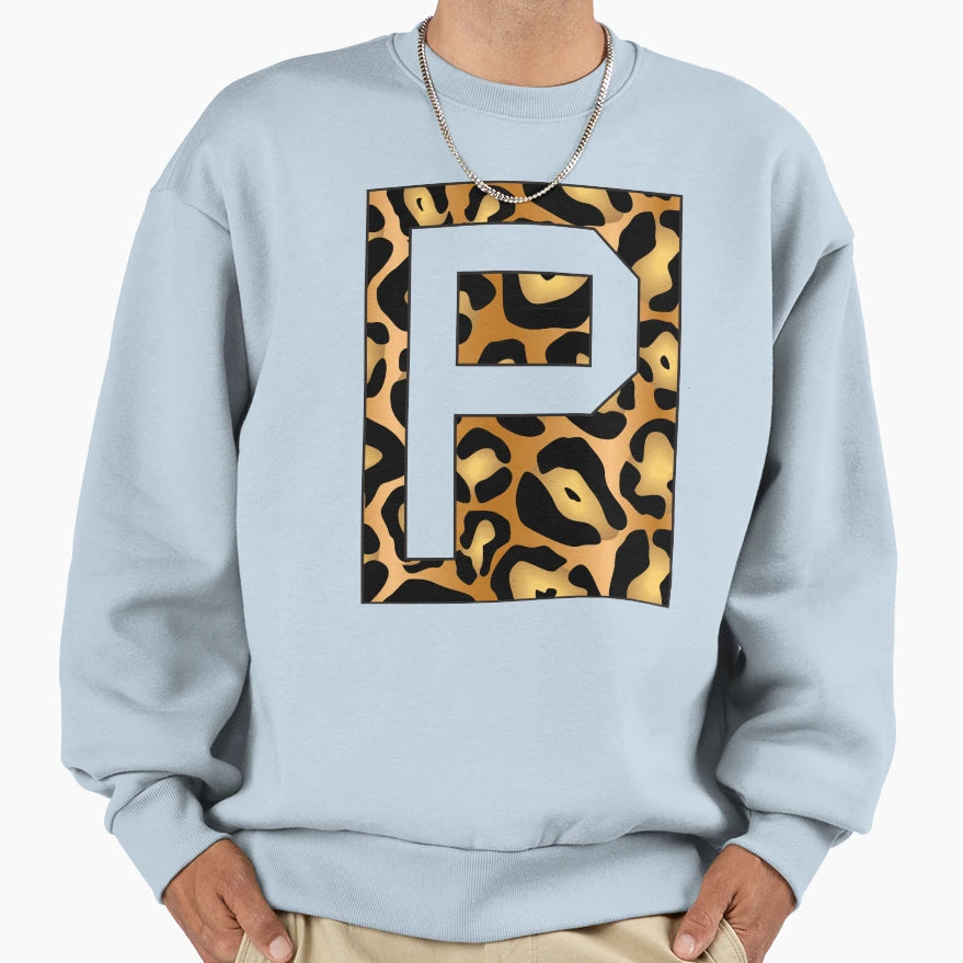 Letter P Jaguar Stencil Font Sweatshirt - Unique Graphic Unisex - T-Shirt, Sweatshirt, Hoodie